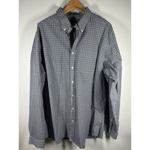 Eddie Bauer Shirt Mens TXL Gingham Wrinkle Free Relaxed Fit Button Down 6746